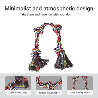 Heavy Duty Dog Rope Toys for Aggressive Chewers, Tough Tug of War Dog Toys for Large, Medium & Small Dogs - color: red