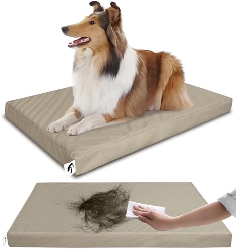 Waterproof Leather XL Dog Bed, Hair Resistant Pet Beds with Wipeable Covers, Durable Easy to Clean Vinyl Mattress - color: brown, size: 40"L x 25"W x 3"Th