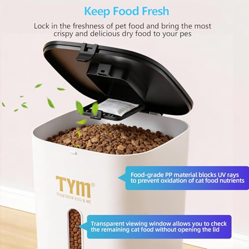 Automatic Cat Feeder with Camera, 5G WiFi Food Dispenser for Small Pets | Two-way Voice | Night Vision | Separation Anxiety | Weight / Diet Control | Programmable Timer | APP Remote Control - color: White-1c