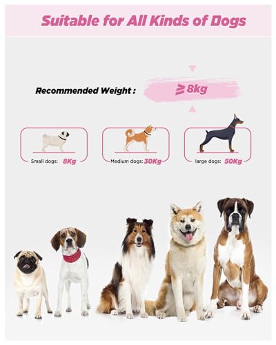 Hands Free Dog Leash, 5.9-8.2ft Multifunctional Crossbody Rope with Explosion-Proof Handle and Adjustable Training Hands Free Leash for Medium Dogs Walking,Light Pink - color: Light Pink