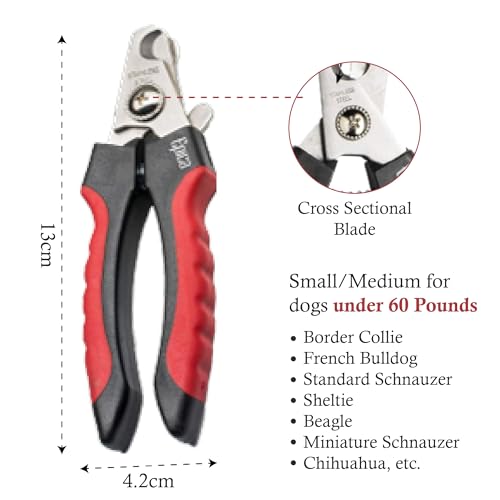 Epica Professional Dog Nail Clipper, Nail Clippers for Large Dog, Easy and Safe Grooming Clippers, Cat Claw Trimmer with Safety Guard (Small/Medium)