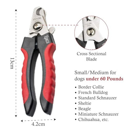 Epica Professional Dog Nail Clipper, Nail Clippers for Large Dog, Easy and Safe Grooming Clippers, Cat Claw Trimmer with Safety Guard (Small/Medium)
