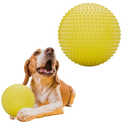 Dog Balls, EVA Dogs Toy Ball for Aggressive Chewers, 5 Inch Durable High Elasticity Interactive Ball for Training Dog Catch and Fetch, Floatable Toy for Medium and Large Dogs Puppies (Yellow)