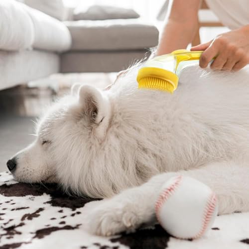 2026 New Dog Bath Brush Soft Silicone Bristle for Bathing Pets Grooming Massage BrushPet Bath Brush with Shampoo Dispenser, (pink) - color: pink