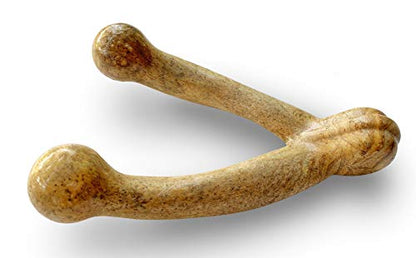 Pet Qwerks Wishbone BarkBone - Nylon Chew Toy for Aggressive Chewers - Peanut Butter Flavor - 8.25"