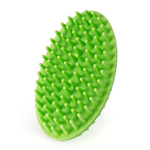 Dog Bath Brush, Green Double-Sided Shampoo Massage Brush, Adjustable Collar Handle for Grooming Short and Long Haired Pets(1pcs) - color: Green(1 pack)