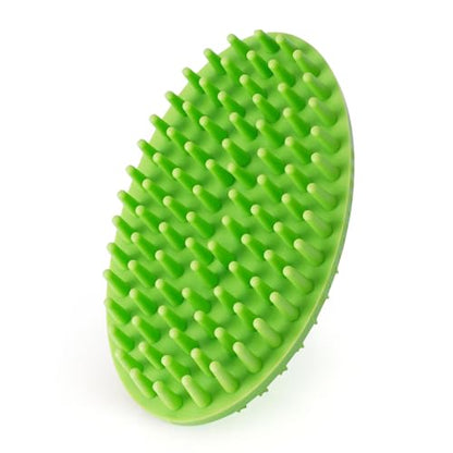 Dog Bath Brush, Green Double-Sided Shampoo Massage Brush, Adjustable Collar Handle for Grooming Short and Long Haired Pets(1pcs) - color: Green(1 pack)
