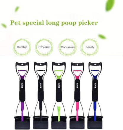 KIVIX 28" Pooper Scooper Pack of 2 Foldable Dog Poop Scoop with Unbreakable Material and Durable Spring - Easy to Use for Grass, Dirt, Gravel - color: BLUE & GREEN 2 pack