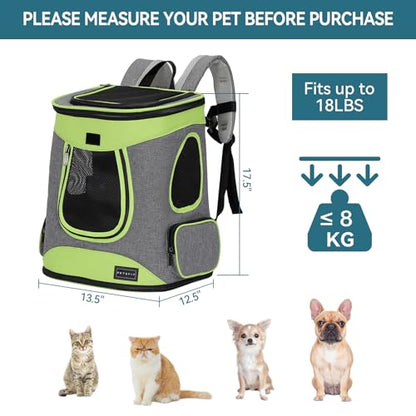 Petsfit Pet Backpack Carrier Easy-Fit Dog Travel Backpack Carrier for Hiking Walking Cycling Suitable for Small Medium Dogs Cats and Rabbits up to 22 Pounds, Green - color: Green
