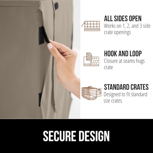 GORILLA GRIP Dog Crate Covers Compatible with Amazon Basics Dog Crates, All Sides Open, Privacy Cover Fits 42" Wire Kennel, Breathable Mesh Windows, Light Reducing Puppy Training Cage Topper, Taupe - color: Light Taupe, size: 42" X 28" X 30"