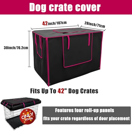 42-Inch Black Dog Crate Cover – Light-Blocking Protective Cover with Roller Shades, Sound-Dampening Sunshade for Wire Kennels, Features Breathable Side Window (Cover Only) - color: Black, size: 42.0"L x 28.0"W x 30.0"H