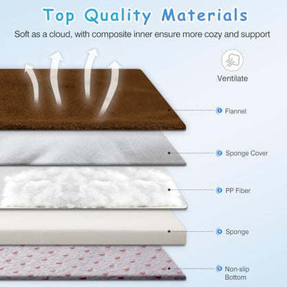 Magic Dog Super Soft Large Dog Bed Pad Mat Orthopedic Pet Beds 30 Inch Washable Anti Slip Dog Sleeping Mattress with Removable Cover, Dark Brown M - color: Dark Brown, size: 32.0"L x 24.0"W x 3.0"Th