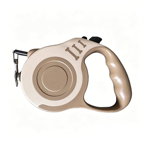 GLOGLOW Retractable Dog Leash 5m Automatic Locking Nylon Rope Free One Button Brake for Small Medium Dogs Outdoor Walking (Brown)