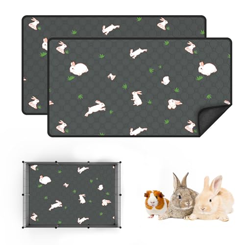 Guinea Pig Cage Liner, Reusable Guinea Pig Bedding Washable Absorbent Pee Pads for Dogs Kitten Rabbit Chinchilla Hamster, Leakproof & Anti Slip (2, C&C 2*3, 24"x36") - color: Gray, size: 24" x 36", 2pcs