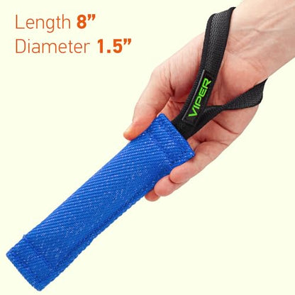 Viper Heavy Duty French Linen Dog Bite Tug Toy - K9 Trainer, Tough and Durable for Dogs Shutzhund IPO K-9 - Blue - 12in L x 2in W - color: Blue, size: 12in L x 2in W