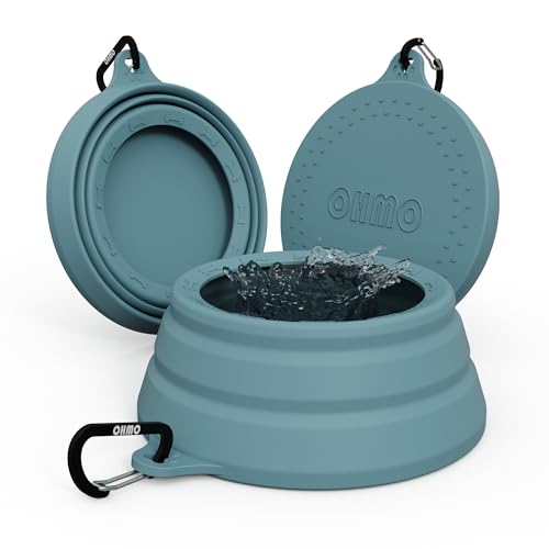 OHMO Spill Proof Collapsible Dog Water Bowl 24oz for Cars, No Splash Portable Bowls for Dog Travel, Pet Essentials for Road Trips, Cat Travel Accessories - color: Light Blue, size: 24oz