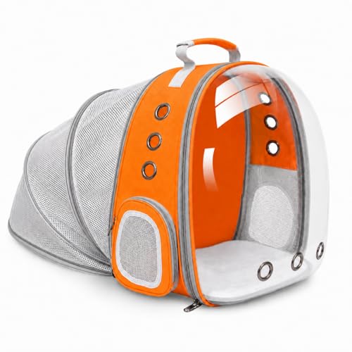 Pet Carrier Backpack Expandable for Cats and Small Dogs, Breathable Anti-Collapse Design, Airline Approved Travel Backpack for Hiking and Outdoor Use (Back Expandable-Orange) - color: Orange