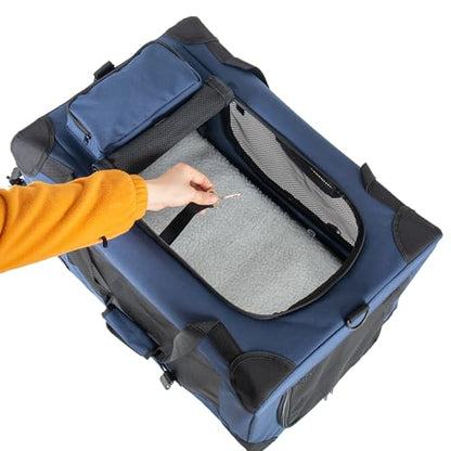 Soft Dog Crate, Portable 3-Door Folding Pet Carrier w/Mesh Windows, 32"x22"x22 Carrying Straps Fleece Mat,Collapsible Kennel for Dogs, Cats, Rabbits-Use for Indoor, Outdoor & Travel (32 inch) - size: 32 inch