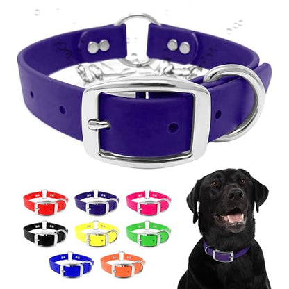 Regal Dog Products Medium Purple Dog Collar with Heavy Duty Double Buckle & D Ring | Vinyl Coated, Custom Fit, Adjustable Biothane Dog Collar | Chew Resistant Waterproof Center-Ring Collar for Dogs - color: Purple, size: Medium