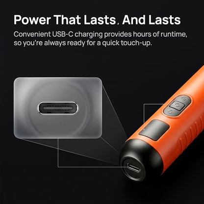 Dog Nail Grinder Quiet, 5-Speed Pet Nail Grinder with LED Light, Rechargeable Electric Dog Nail Trimmer for Small Medium Large Dogs & Cats, 2 Replacement Heads, Orange