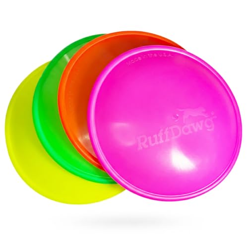 Ruff Dawg K9 Flyer Large Ultra-Durable Dog Frisbee – (1 pc) Assorted Colors – Flexible Rubber Flying Disc for Fetch & Water Play – Gentle on Teeth, Floats, BPA & Latex Free – Made in USA - size: Large