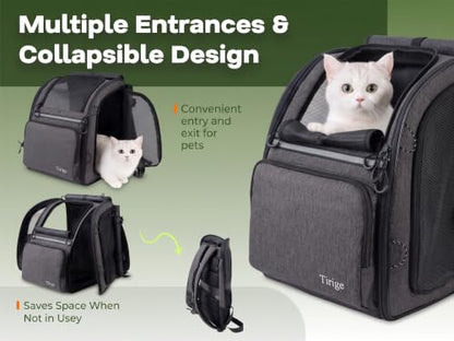 Premium Dog & Cat Carrier Backpack for Travel, Hiking & Vet Visits - Solid Durable Pet Backpack with Breathable Mesh, Safety Strap, Anti-Anxiety Curtain & Storage Pockets (Dark Gray) - color: Dark Gray