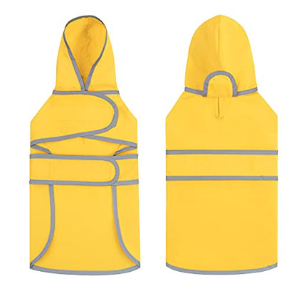 Dog Raincoat for Small Dogs Puppies Waterproof Jacket Hooded Rain Coats with Reflective Strips Leash Hole & Poncho Adjustable Fit (Yellow,S) - color: B.Yellow, size: Small