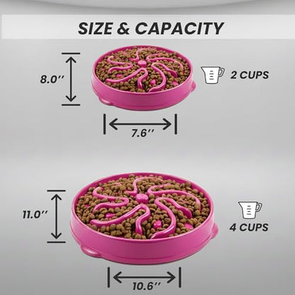 Slow Feeder Dog Bowl for Small, Medium & Large Dogs – Anti-Gulping Puzzle Maze Bowl, Non-Slip Slow Eating Dog Dish, Prevents Bloat & Improves Digestion, Interactive Pet Feeder (Pink, Small) - color: Pink, size: Small