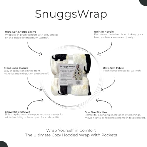 E&S Pets Sherpa Wearable Blanket Hoodie for Women – Soft Fleece Snuggs Wrap – 32 Dog & Cat Breeds – Warm Pet Lover Gifts - color: Black Cat