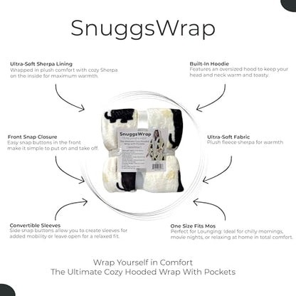 E&S Pets Sherpa Wearable Blanket Hoodie for Women – Soft Fleece Snuggs Wrap – 32 Dog & Cat Breeds – Warm Pet Lover Gifts - color: Black Cat
