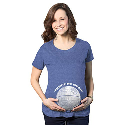 Maternity Thats No Moon Cute T Shirt Funny Pregnancy Announcement Baby Bump Tee - color: Heather Royal, size: Large