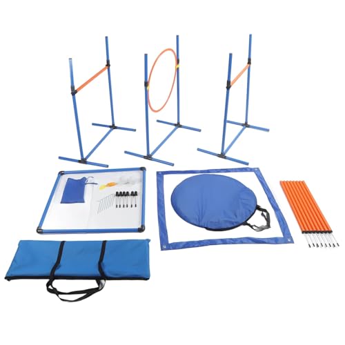 Dog Agility Training Kit with Tunnel, Ring, and Poles – Lightweight, Easy to Assemble, ABS and Polyester Construction