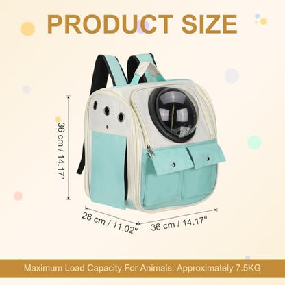 Pet Backpack Carrier, Portable and Ventilated, Oxford Cloth, Dogs Cats and Small Animals Travel Bag 12.99", (Blue, 1 Pcs), Intended for Hiking/Camping/Traveling - color: Blue