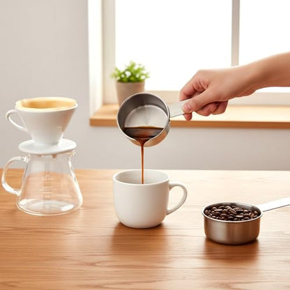 2 Pcs 1/3 Cup Stainless Steel Measuring Cups, (80ml, 3oz) Cat Food Scoop 1/3 Cup Scoop Metal Kitchen Measuring Cups Measure Scoops for Wet and Dry Ingredients, Cooking, Baking, Dishwasher Safe - size: 1/3 Cup
