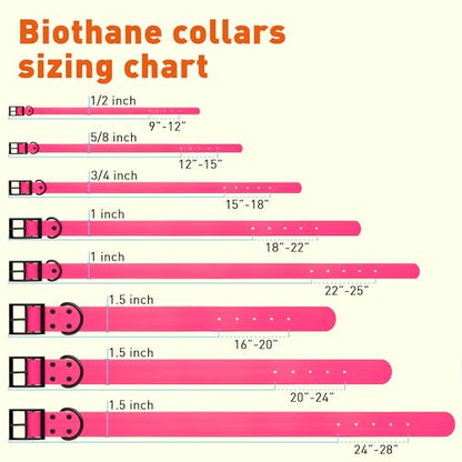 Dogline Biothane Waterproof Dog Collar Strong Coated Nylon Webbing with Black Hardware Odor- Proof for Easy Care Easy to Clean High Performance Fits Small Medium or Large Dogs, Passionfruit Pink