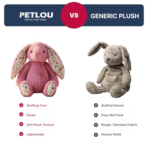 Petlou Dog Plush Toys,Crinkle Toy, Interactive Stuffed Squeaky Toys Chew for Medium Small Large Dogs,Cute (15" Promo Rabbit-Lavender)