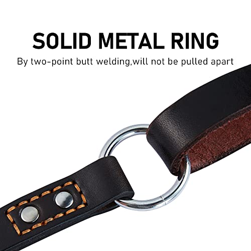 Leather Dog Leash Traffic 6ft Heavy Duty Training for Large Medium Small Breed Dog Brown Double Handle Pet Leashes (6FT * 4/5", Brown) - color: Dark Drown, size: 6FT * 4/5"