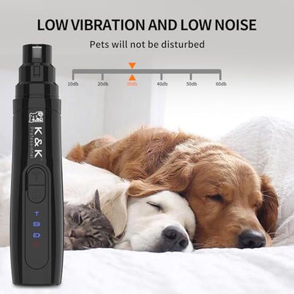 K&K Dog Nail Grinder, Professional Dual Speed Rechargeable Pet Nail Trimmer with LED Light, Painless Paws Nail Grinder for Dogs Claws, for Small Medium Large Cats & Dogs Visit the Store