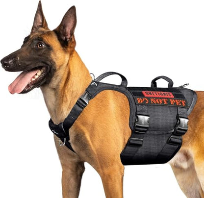 OneTigris Tactical Large Dog Harness, 5X Metal Buckled No Pull Service Dog Harness Vest with Hook & Loop Panels, Military Heavy Duty Dog Vest for Walking Hiking Training - color: Black, size: XL