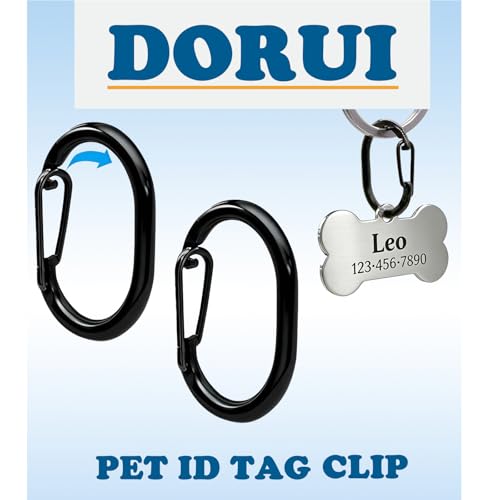 2 PCS Dog Tag Clips, Stainless Steel Quick Clip for Pet & Cat Collar ID Tags Holder | Strong & Durable | Dog License Holder (Black) - color: Stainless Steel Black, size: 2 PCS