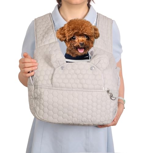 Dog Backpack Carrier for Dogs, Adjustable Strap Cat Carrier Sling, Hands-Free Front Facing Pets Sling Chest, Fit 5-15 Lbs Pets Carrier Backpack for Camping Hiking Traveling Cycling(Light Gray) - color: Light Gray