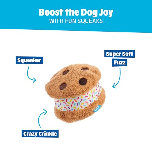 Barkbox Sniffwich Plush Dog Toy | Squeaky Ice Cream Sandwich Toy with Crinkle & Super Soft Fuzz | Fun Squeak Toy for Dogs - color: Sniffwich