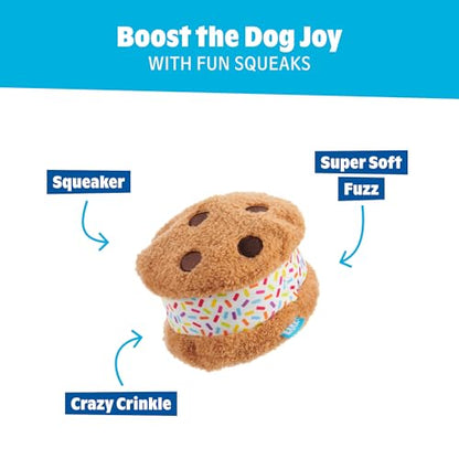 Barkbox Sniffwich Plush Dog Toy | Squeaky Ice Cream Sandwich Toy with Crinkle & Super Soft Fuzz | Fun Squeak Toy for Dogs - color: Sniffwich