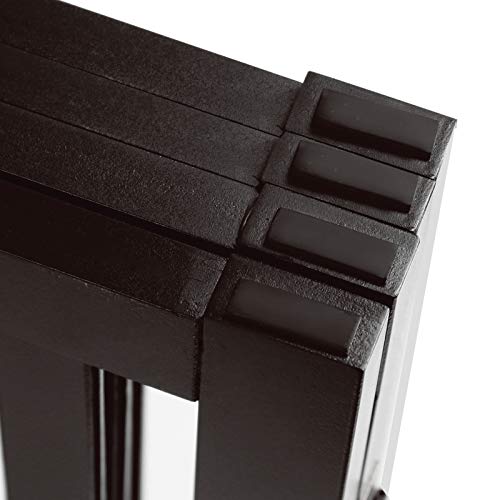 WELLAND 24" Freestanding Pet Gate, Foldable Wooden Dog Gate, 4 Panel Step Over Fence, Indoor Puppy Gate, Expands Up to 80" Wide, Espresso - color: Espresso, size: 4 Panel 80" Wide