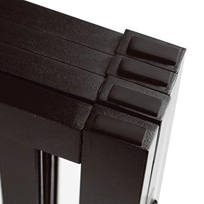 WELLAND 24" Freestanding Pet Gate, Foldable Wooden Dog Gate, 4 Panel Step Over Fence, Indoor Puppy Gate, Expands Up to 80" Wide, Espresso - color: Espresso, size: 4 Panel 80" Wide
