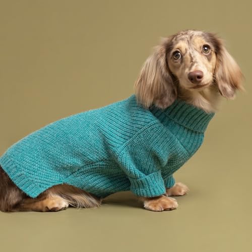 Fitwarm Knitted Dog Sweater - Thermal Winter Clothes for Small Dogs, Boy & Girl - Teal Blue, Small - color: Steel Blue, size: Small