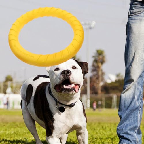 VICASKY Large Dog Chew Ring Sturdy Eva Material Yellow Interactive Teething for Medium to Large Dogs Training and Play