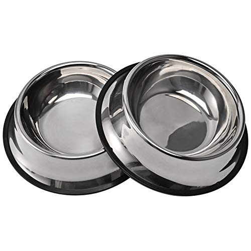 2Packs Stainless Steel Dog Bowl with Anti-Skid Rubber Base for Small/Medium/Large Pet, Perfect Dish, Pets Feeder Bowl and Water Bowl Perfect Choice for Dog Puppy Cat and Kitten (16oz) - size: 16oz