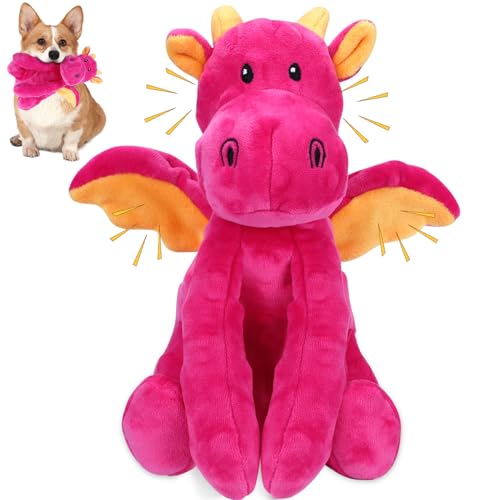 Letsmeet Dog Toys for Large Plush Dog Chew Toy with Squeaker and Crinkle Paper, Interactive Puppy Toys to Reduce Boredom and Anxiety, Tough Tug of War Pet Toys for Small, Medium and Large Dogs - color: Red