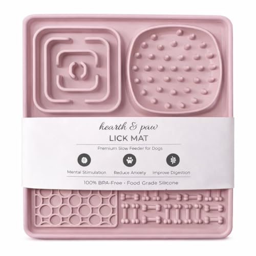 Hearth & Paw Silicone Lick Mat for Dogs, Blush Pink | Slow Feeder & Enrichment Mat, Food-Grade 100% BPA-Free Silicone, Mental Stimulation, Better Digestion, Anxiety Relief - color: Blush Pink